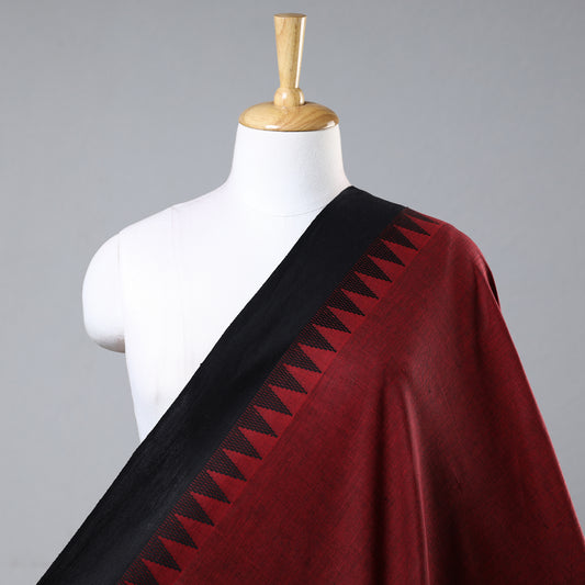 Maroon - Prewashed Dharwad Cotton Thread Border Fabric