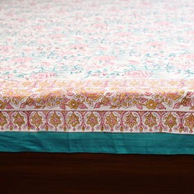 White - cotton double sanganeri bed sheet set (108 x 90 in)