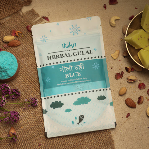 नीली रूही ~ Blue Organic and Herbal Holi Color / Gulal (100gm)