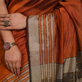 Orange - traditional handloom silk cotton maheshwari saree