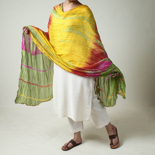 Multicolor - Jaipur Printed Silk Dupatta with Gota Patti