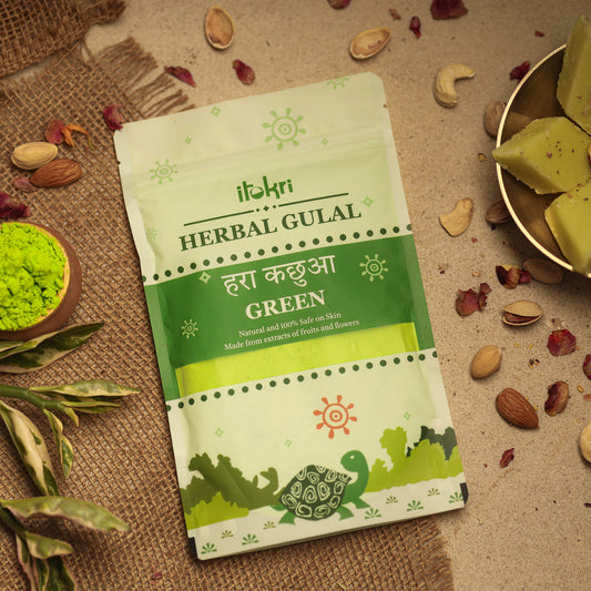 हरा कछुआ ~ Green Organic and Herbal Holi Color / Gulal (100gm)
