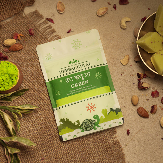 हरा कछुआ ~ Green Organic and Herbal Holi Color / Gulal (50gm)