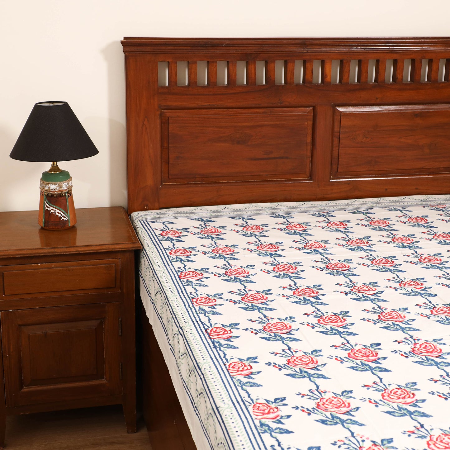 Sanganeri Hand Block Print Cotton Single Bedsheet (90 x 60 in) 59
