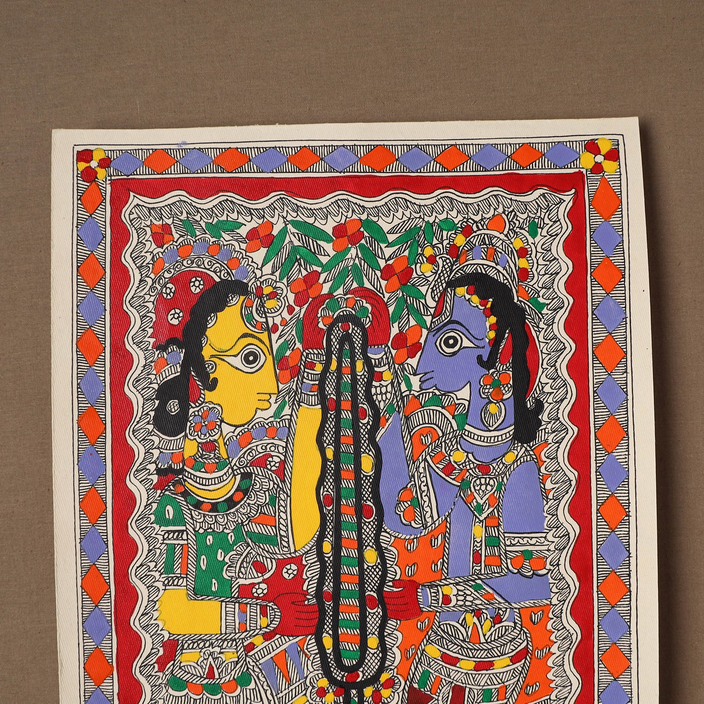 Handpainted Madhubani Painting by Santosh Paswan (15 x 11 in) 08