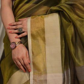 Green - traditional handloom silk cotton maheshwari saree