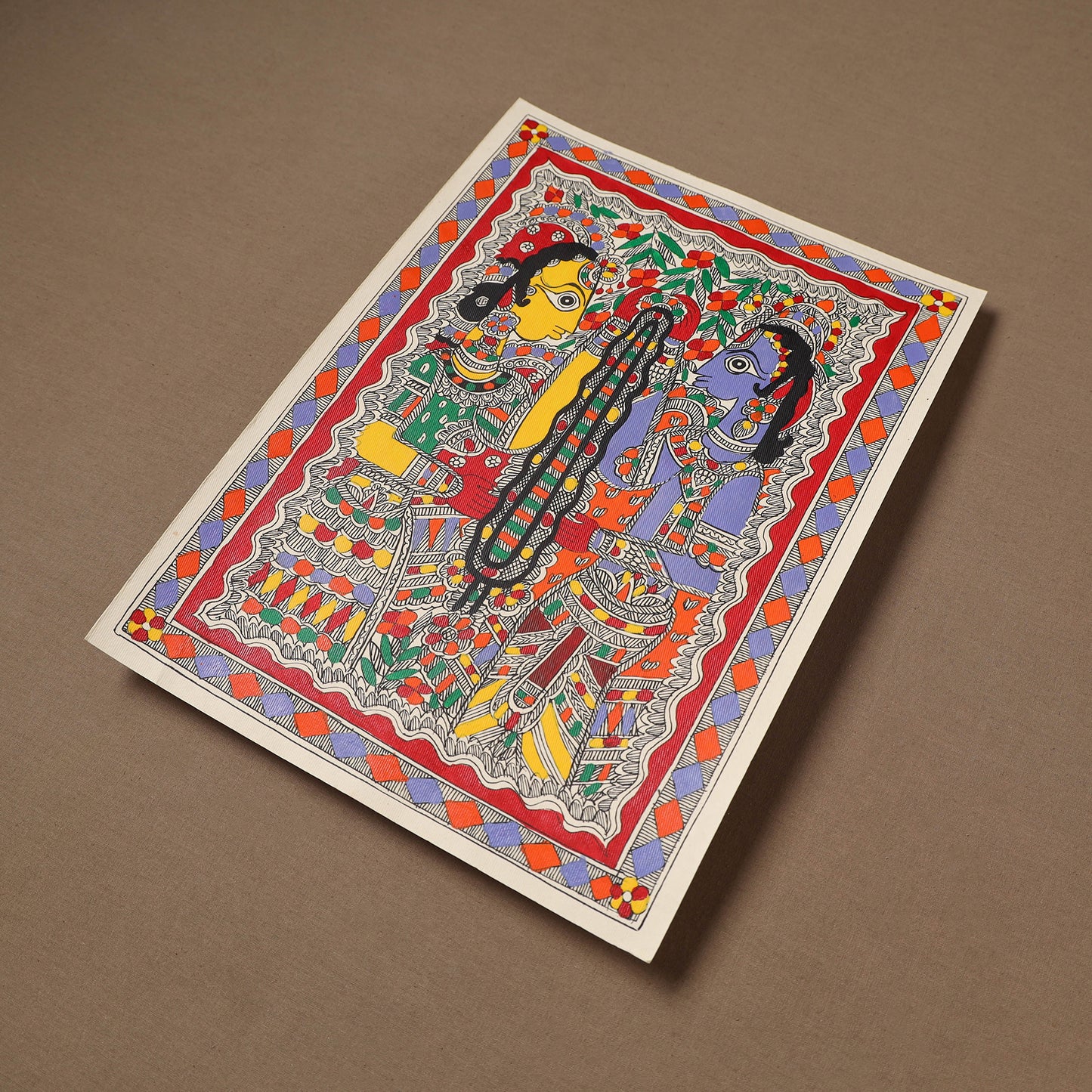 Handpainted Madhubani Painting by Santosh Paswan (15 x 11 in) 08