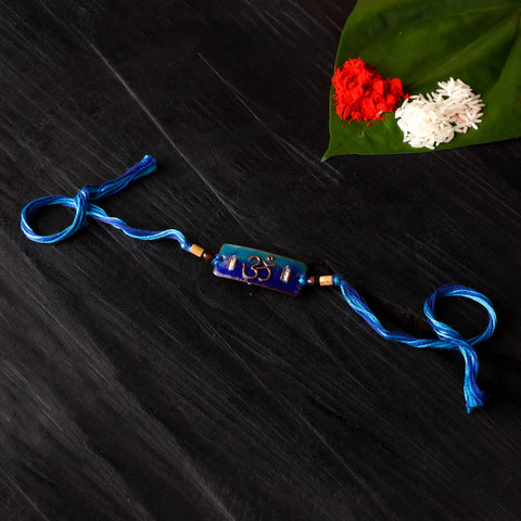Om Rectangular - Copper Enamel Rakhi by Ekibeki 05