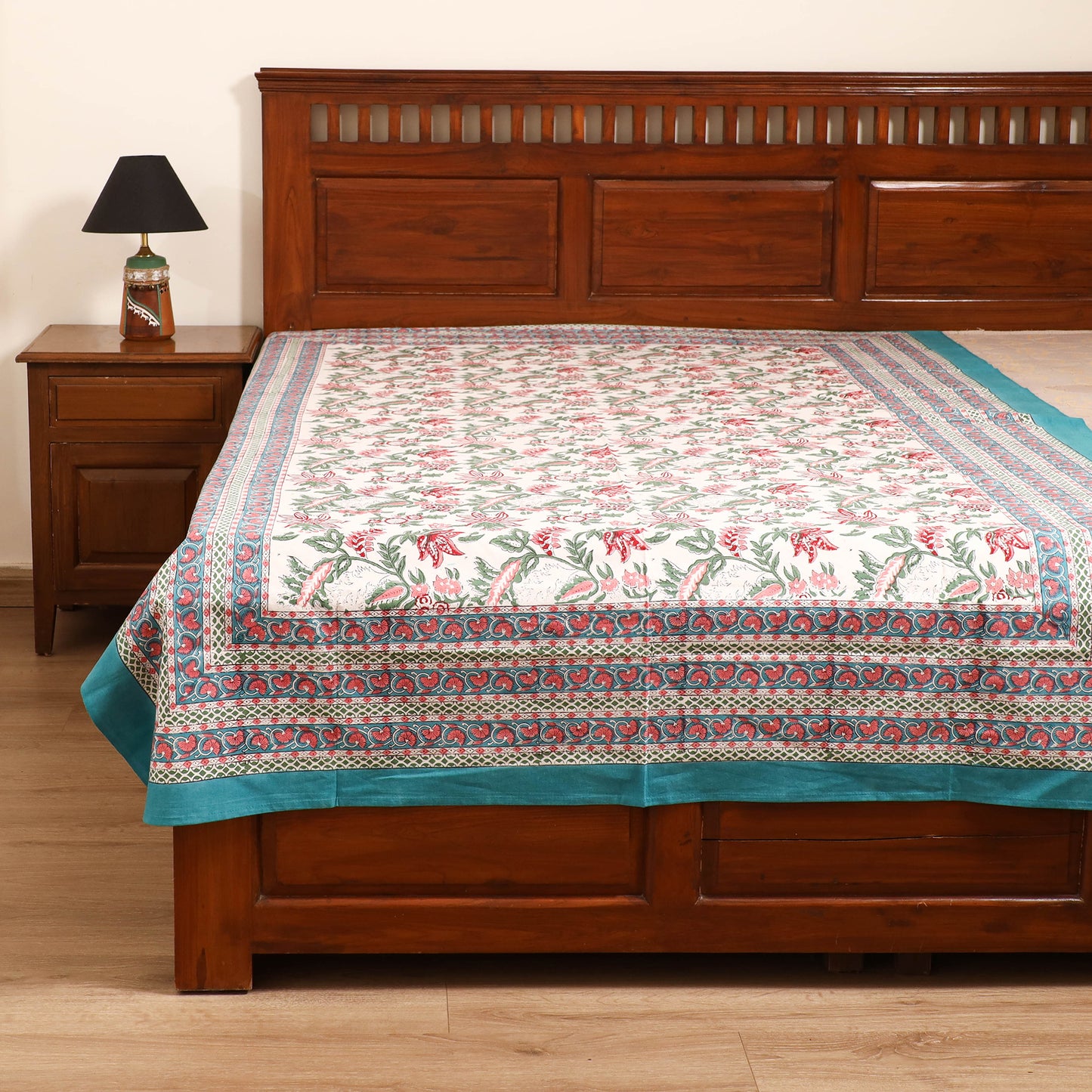 Sanganeri Hand Block Print Cotton Single Bedsheet (90 x 60 in) 61