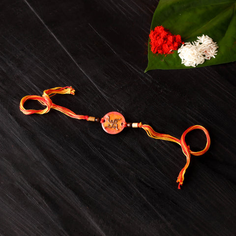 Swastik Round - Copper Enamel Work Rakhi by Ekibeki 06