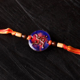 Swastik Round - Copper Enamel Work Rakhi by Ekibeki 07