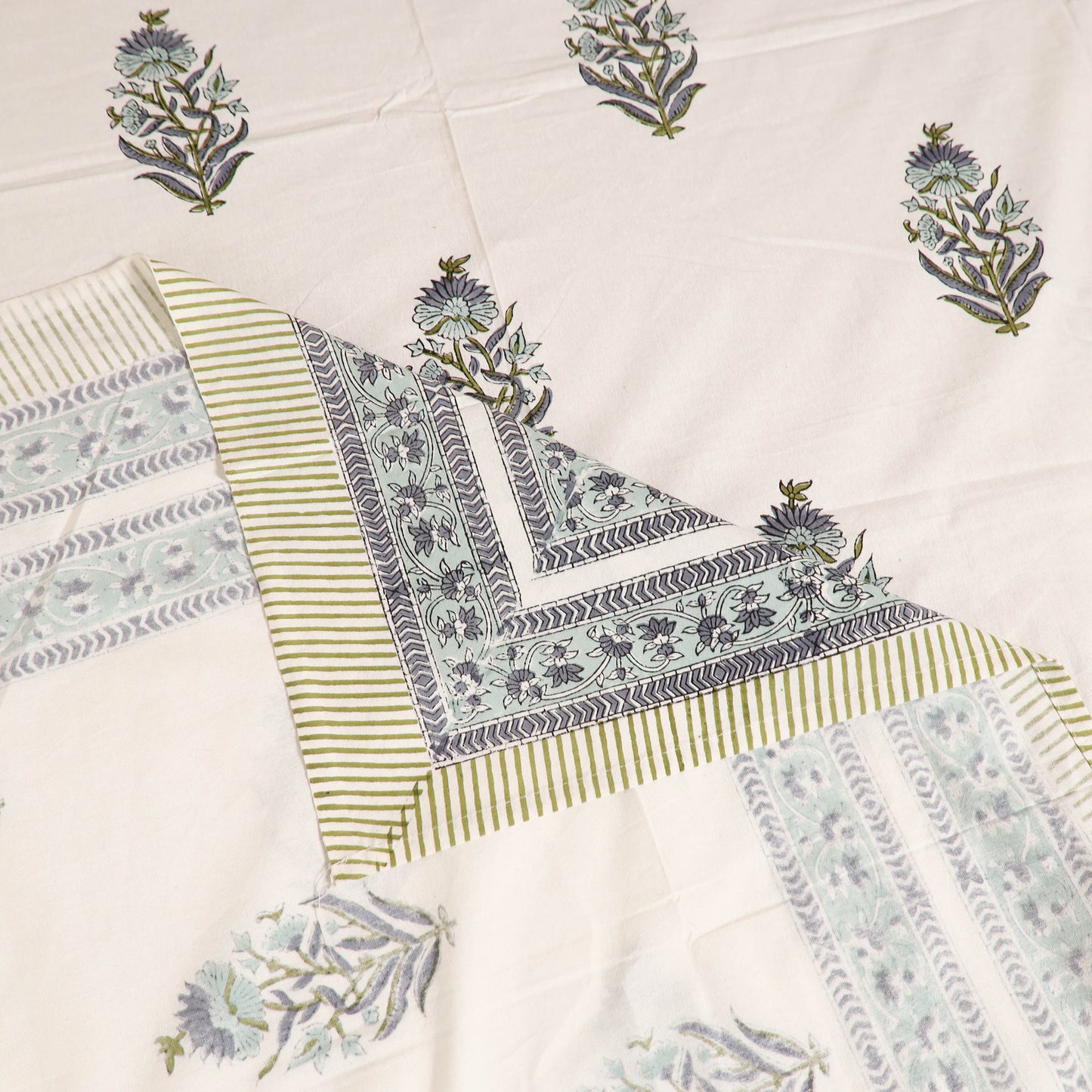 Sanganeri Hand Block Print Cotton Single Bedsheet (90 x 60 in) 63