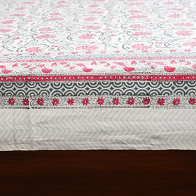 White - cotton double sanganeri bed sheet set (108 x 90 in)