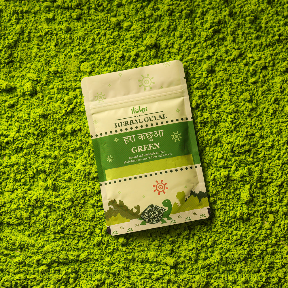 हरा कछुआ ~ Green Organic and Herbal Holi Color / Gulal (50gm)