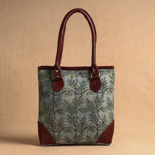 Handcrafted Ajrakh Printed Leather Shoulder Bag