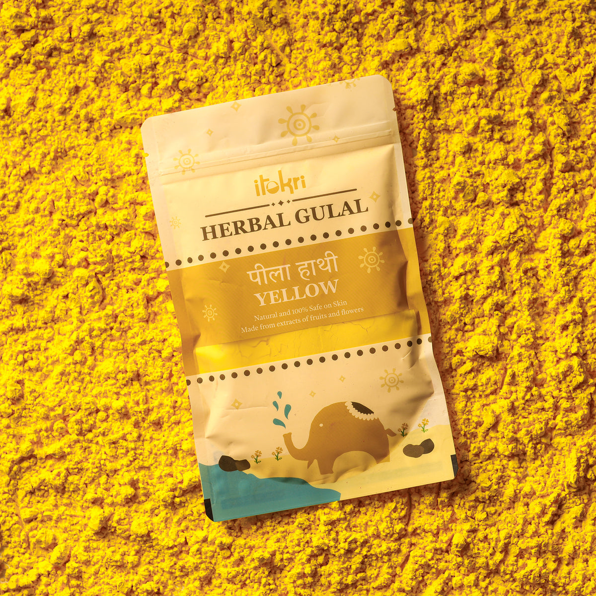 पीला हाथी ~ Yellow Organic and Herbal Holi Color / Gulal (100gm)