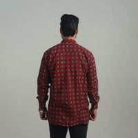 Maroon - Natural Dyed Cotton Men Ajrakh Print Shirt 08