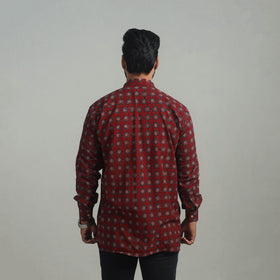 Buy Maroon Natural Dyed Cotton Men Ajrakh Print Shirt 