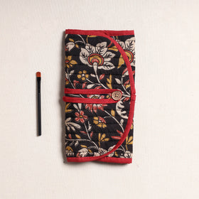  Kalamkari Fabric Multipurpose Segmented Make-up Brush Wrap Pouch/Case 