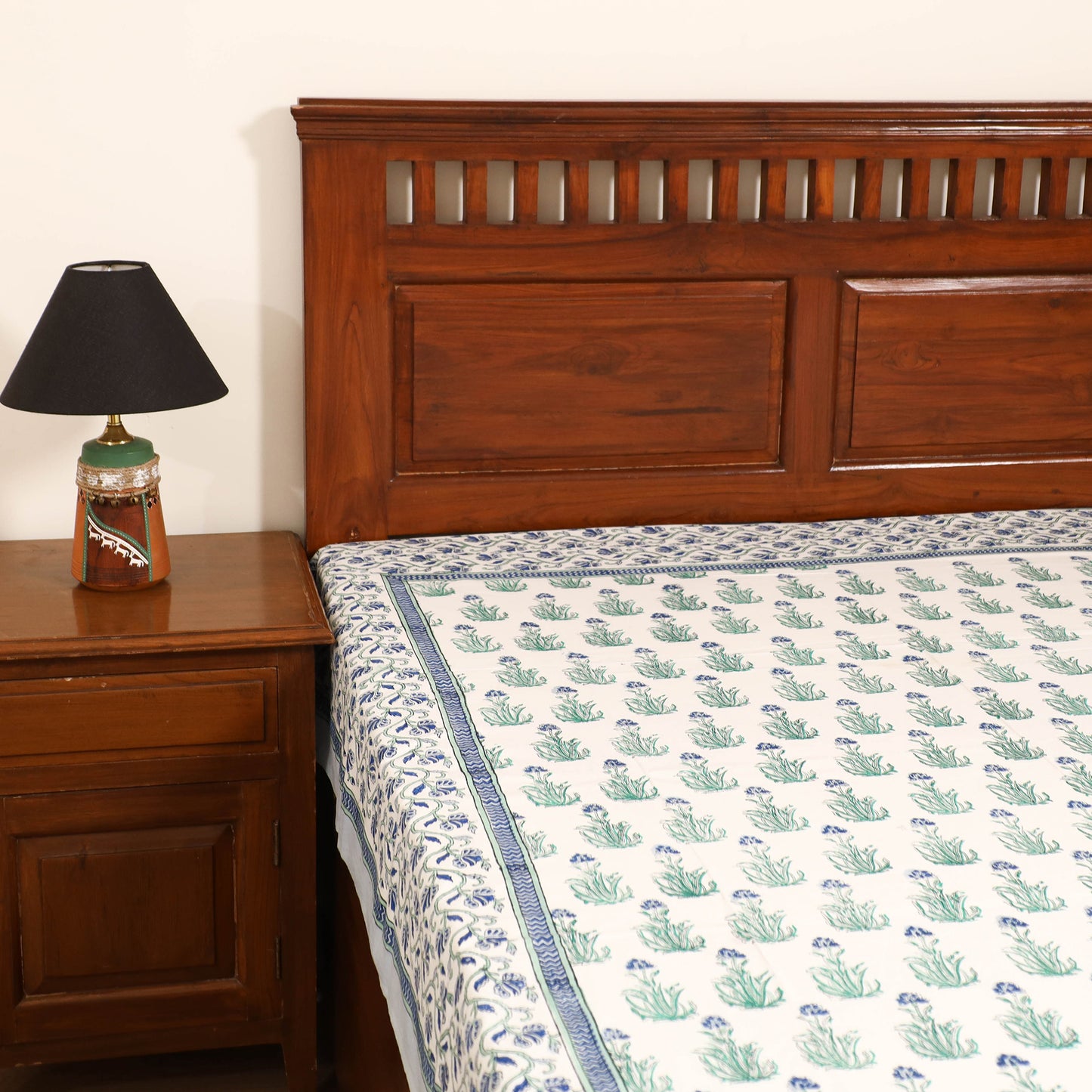 Sanganeri Hand Block Print Cotton Single Bedsheet (90 x 60 in) 66