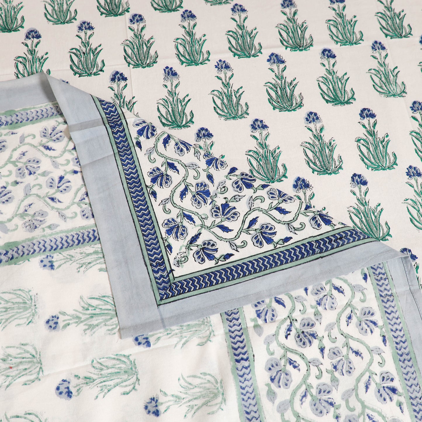 Sanganeri Hand Block Print Cotton Single Bedsheet (90 x 60 in) 66