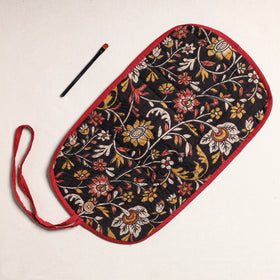 Kalamkari Fabric Multipurpose Segmented Make-up Brush Wrap Pouch/Case 