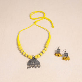 Yellow German Silver Thread Beads Necklace Set