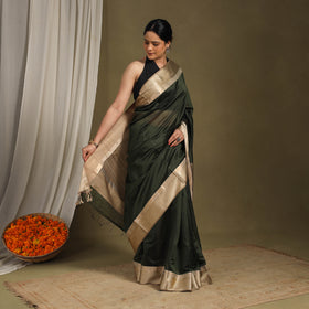 Green - traditional mulberry silk handloom saree 54
