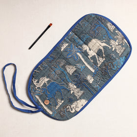  Kalamkari Fabric Multipurpose Segmented Make-up Brush Wrap Pouch/Case 