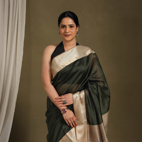 Green - traditional mulberry silk handloom saree 54
