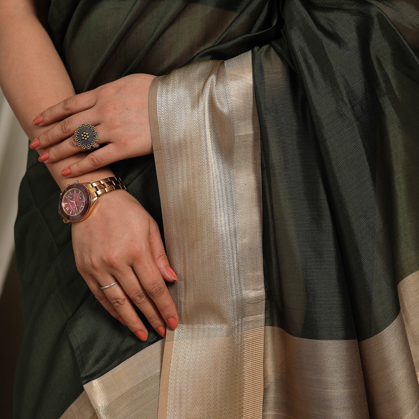 Green - traditional mulberry silk handloom saree 54