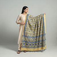 Hand Block Printed Cotton Ajrakh Dupatta 03