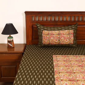 Pochampally Ikat with Kalamkari Patch Cotton Double Bedsheet Set (108 x 90 in) 01