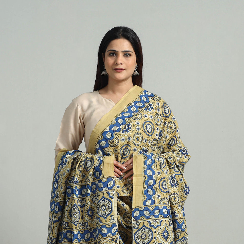 Hand Block Printed Cotton Ajrakh Dupatta 03