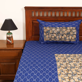 Pochampally Ikat with Kalamkari Patch Cotton Double Bedsheet Set (108 x 90 in) 02