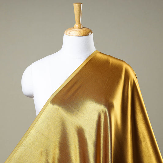 Yellow - Mashru Silk Plain Dyed Fabric (Width - 46 in)