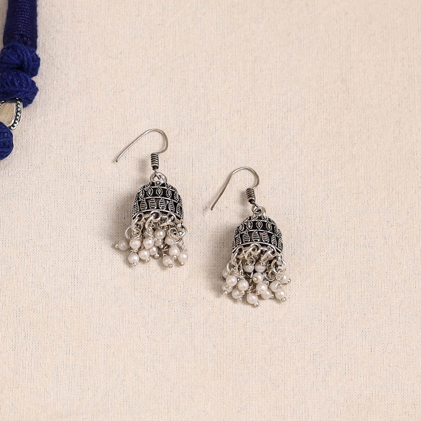 Blue - german silver thread beads necklace set 02