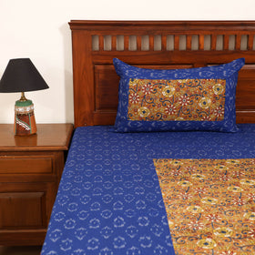 Pochampally Ikat with Kalamkari Patch Cotton Double Bedsheet Set (108 x 90 in) 03