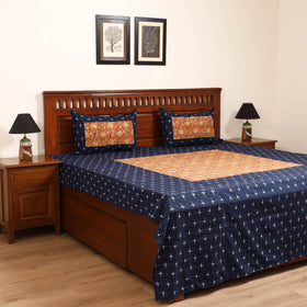 Pochampally Ikat with Kalamkari Patch Cotton Double Bedsheet Set (108 x 90 in) 04