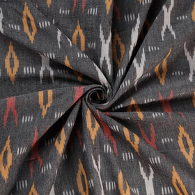 Grey - Exclusive! Pure Handspun Handwoven Pochampally Ikat Cotton x Wool Fabric 01