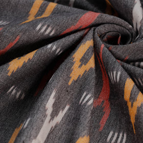 Grey - Exclusive! Pure Handspun Handwoven Pochampally Ikat Cotton x Wool Fabric 01