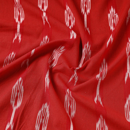 Rich Crimson Red Pochampally Ikat Weave Cotton Handloom Fabric