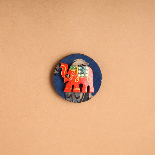 Elephant - Handmade Fabart Wooden Magnet 15