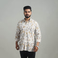 Buy White Full Sleeve Cotton Men Sanganeri Print Shirt