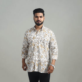 Buy White Full Sleeve Cotton Men Sanganeri Print Shirt