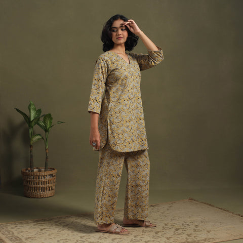 Yellow - pedana natural dyed kalamkari co-ord set 09