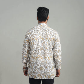Buy White Full Sleeve Cotton Men Sanganeri Print Shirt