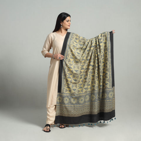 Multicolor - Hand Block Printed Cotton Ajrakh Dupatta 10