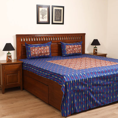 Pochampally Ikat with Kalamkari Patch Cotton Double Bedsheet Set (108 x 90 in) 06