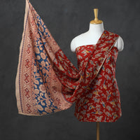 Red - 3pc Kalamkari Print Cotton Dress Material 03